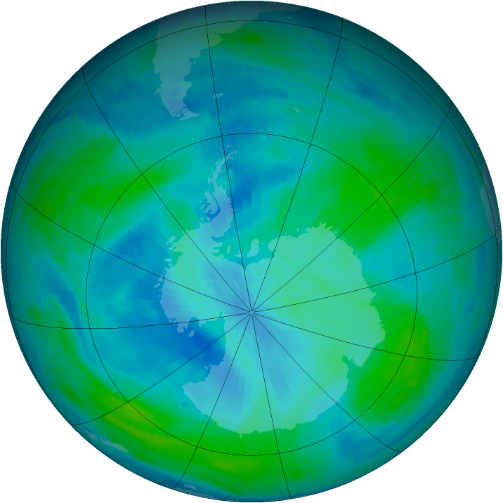 Antarctic ozone map for 21 February 2004